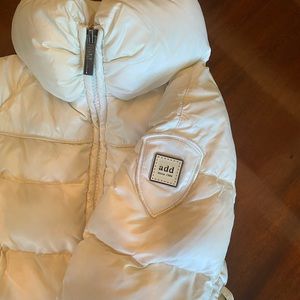 ADD Down Puffer Girls Ivory White Coat 6Y